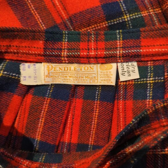 Vintage Pendleton Blazer Wrap Skirt Suit Set Womens 8 Red Tartan Plaid Fringe - Picture 4 of 8